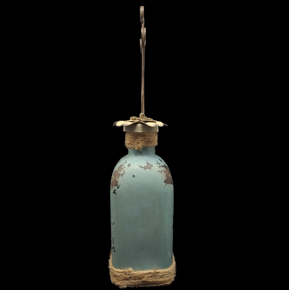 DISTRESSED VTG LOOK GLASS MILK BOTTLE PICTURE HOLDER-A FRIEND LOVES AT ALL TIMES - Picture 4 of 6